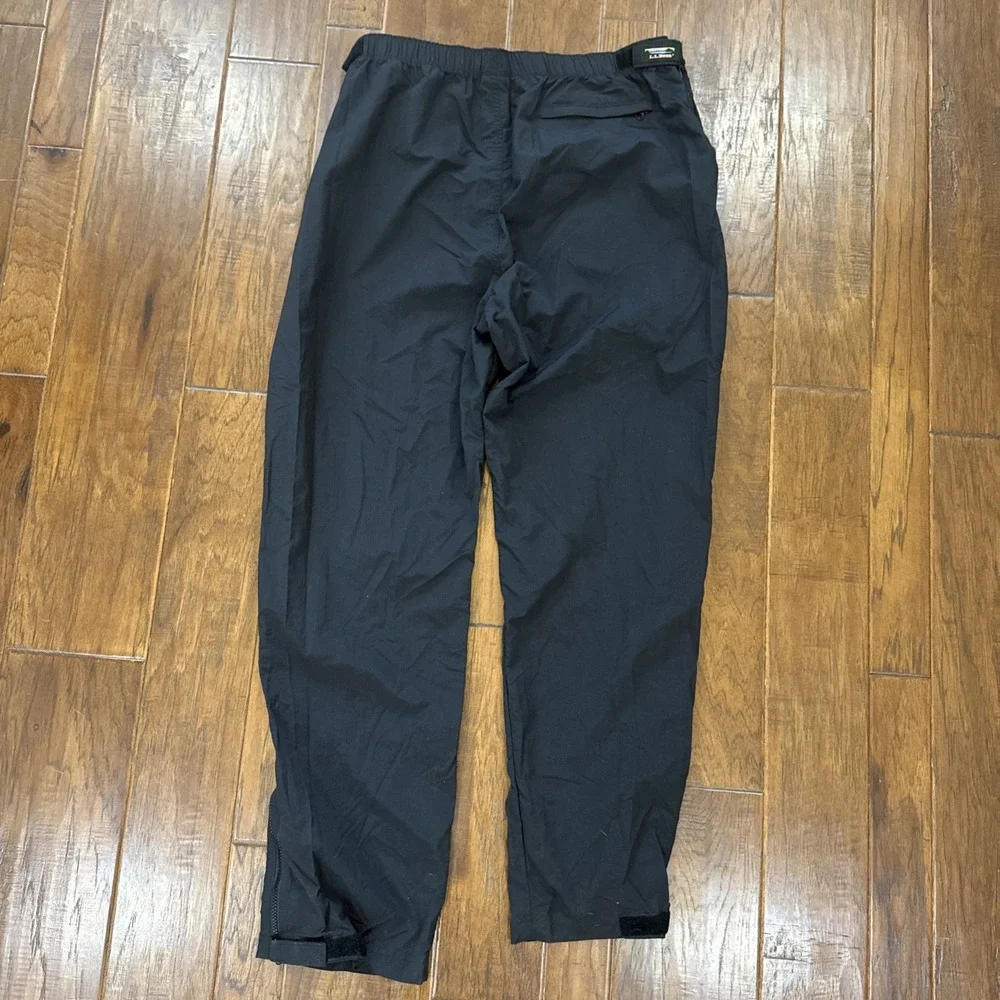 LL Bean Nylon Full Zip Leg Rain Pants Mens Black Vintage USA Hiking Gorp XXL Reg